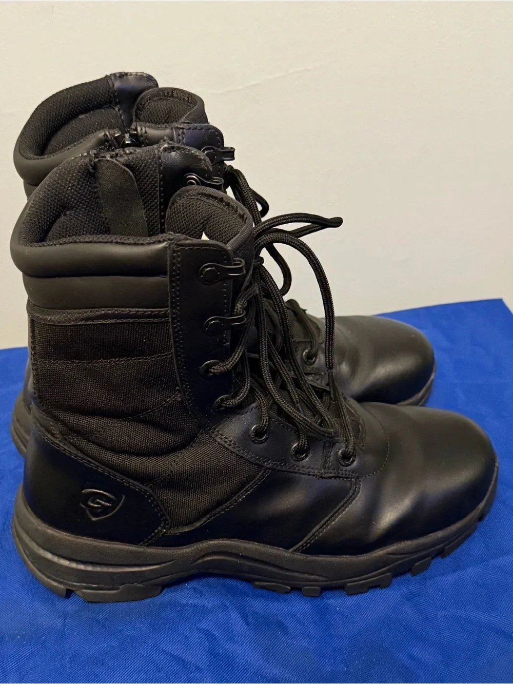 Mens Black 100% leather upper Tactical Boots